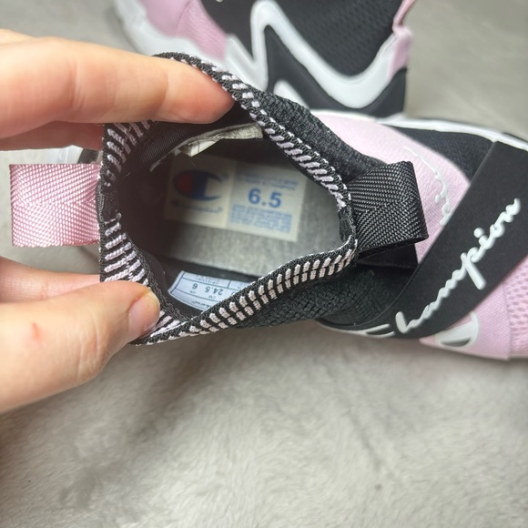 Champion Hyper C (GS) Girls Size 6.5 Y Black Pink No Tie Slip On Sneakers Mesh - Picture 6 of 8